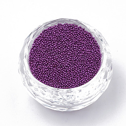 Violet Foncé Plaqué Couleur bricolage nail art 3d décoration de mini perles de verre, minuscules perles de clou de caviar, violet foncé, 0.6~0.8 mm, sur 450 g / sac