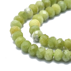 Peridot Natural Peridot Beads Strands, Faceted, Rondelle, 6x4mm, Hole: 1mm, about 85~90pcs/strand, 15.55 inch(39.5cm)