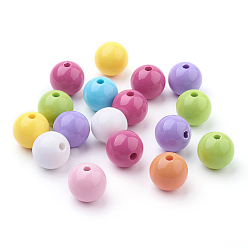 Mixed Color Round Acrylic Beads, Opaque Beads, Mixed Color, 18mm, Hole: 3mm, about 150pcs/500g