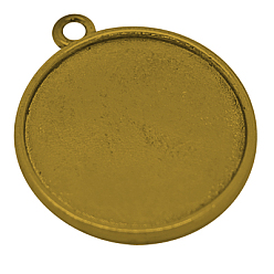 Antique Golden Tibetan Style Pendant Cabochon Settings, Plain Edge Bezel Cups, Double-sided Tray, Lead Free & Cadmium Free, Antique Golden, 33x29x4mm, Hole: 2mm, Flat Round Tray: 26mm