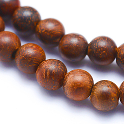 Wood Natural Rosewood Beads Strands, Round, Dyed, 8mm, Hole: 1mm, about 50pcs/strand, 15.7 inch(40cm)