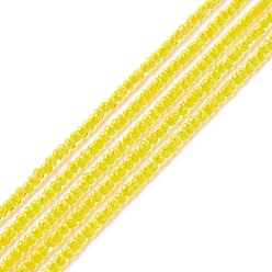 Jaune Chapelets de perles en verre transparentes  , facette, ronde, jaune, 2mm, Trou: 0.6mm, Environ 182~201 pcs/chapelet, 14.57~15.24 pouce ((37~38.7 cm)