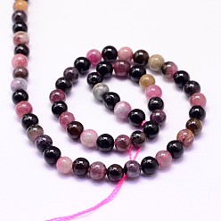 Tourmaline Natural Tourmaline Beads Strands,  Round, 6mm, Hole: 1mm, about 76pcs/strand, 15.7 inch