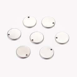 Stainless Steel Color 304 Stainless Steel Stamping Blank Tag Charms, Flat Round, Stainless Steel Color, 13x0.8~1mm, Hole: 1.4mm