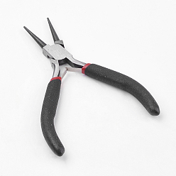 Black DIY Jewelry Tool Sets, Polishing Side Cutting Pliers, Wire Cutter Pliers and Round Nose Pliers, Black, Gunmetal, 105~125x61~62mm, 3pcs/set