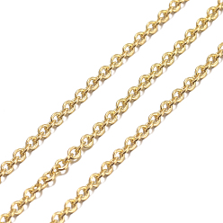 Golden Brass Cable Chains, Soldered, with Spool, Oval, Cadmium Free & Nickel Free & Lead Free, Long-Lasting Plated, Golden, 2x1.5x0.35mm, about 301.83 Feet(92m)/roll
