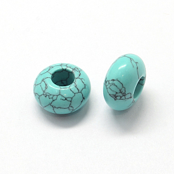 Synthetic Turquoise Synthetic Turquoise European Large Hole Beads, Rondelle, 13~14x7~8mm, Hole: 5mm