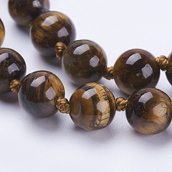 Œil De Tigre Colliers en forme de perles de tigre naturel, ronde, 36 pouce (91.44 cm)