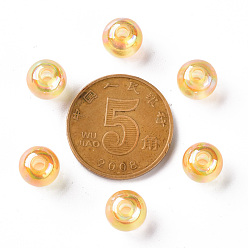 Gold Transparent Acrylic Beads, AB Color Plated, Round, Gold, 8x7mm, Hole: 2mm, about 1745pcs/500g