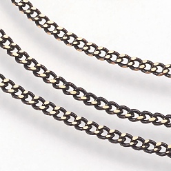 Gunmetal & Golden Electroplate Brass Twisted Chains, Diamond Cut Chains, Soldered, Faceted, Gunmetal & Golden, 2x1x0.4mm