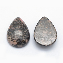 Rhodonite Natural Rhodonite Cabochons, Teardrop, 25x18x7mm