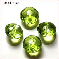 Yellow Green Imitation Austrian Crystal Beads, Grade AAA, Faceted, Rondelle, Yellow Green, 6x4mm, Hole: 0.7~0.9mm