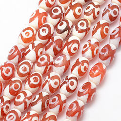 Rouge Orange Naturelles agate perles brins, baril, teints et chauffée, Grade a, rouge-orange, 12x8mm, Trou: 1mm, Environ 30 pcs/chapelet, 14 pouce
