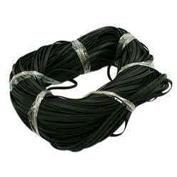 Black Synthetic Rubber Cord, No Hole, Flat, Black, 8x2mm, about 65.61 yards( 60m)/2000g