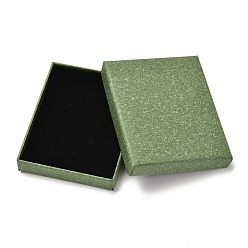 Dark Sea Green Rectangle Kraft Paper Ring Box, Snap Cover, with Sponge Mat, Jewelry Box, Dark Sea Green, 9.7x7.7x1.7cm, Inner Size: 90x70mm
