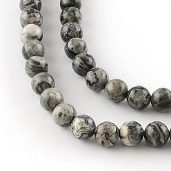 Map Stone Natural Map Stone/Picasso Stone/Picasso Jasper Beads Strands, Round, 10.5mm, Hole: 1.2mm, about 36pcs/strand, 15.7 inch