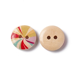 Colorful Lovely 2-hole Basic Sewing Button, Wooden Buttons, Colorful, about 15mm in diameter, 100pcs/bag