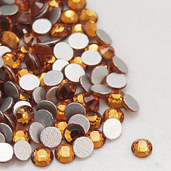Topaz Glass Flat Back Rhinestone, Grade A, Back Plated, Faceted, Half Round, Topaz, 3.8~4mm, about 1440pcs/bag