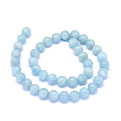 Aquamarine Natural Aquamarine Beads Strands, Grade AA, Round, 10mm, Hole: 0.8mm, about 40~41pcs/strand, 15.3~16.3 inch(39~41.5cm)