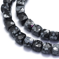 Obsidienne De Flocon De Neige Naturelles Obsidienne perles brins, cube, facette, 6~6.5x6~6.5x6~6.5mm, Trou: 1mm, Environ 58 pcs/chapelet, 15.55 pouce (39.5 cm)
