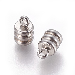 Stainless Steel Color 202 Stainless Steel Cord Ends, Stainless Steel Color, 9x6mm, Hole: 2mm, Inner Diameter: 3mm
