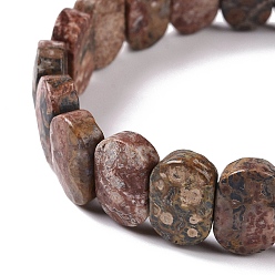 Леопардовая Яшма Овальный эластичный браслет из бусин из натуральной леопардовой кожи яшмы, украшения из драгоценных камней для женщин, внутренний диаметр: 2-1/8 дюйм (5.4~5.5 см)
