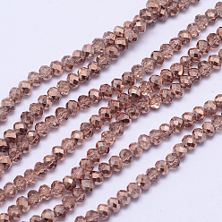 Dark Salmon Faceted Rondelle Transparent Painted Glass Beads Strands, Dark Salmon, 4x3mm, Hole: 1mm, about 125pcs/strand, 15 inch