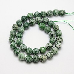 Green Spot Jasper Natural Green Spot Jasper Beads Strands, Round, Faceted, 12mm, Hole: 1mm, about 32pcs/strand, 15.5 inch