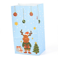 Deer Christmas Theme Kraft Paper Bags, Gift Bags, Snacks Bags, Rectangle, Reindeer Pattern, 23.2x13x8cm