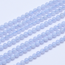 Agate Blue Lace Année une dentelle agate bleue naturelle brins de perles rondes, 4mm, Trou: 1mm, Environ 95 pcs/chapelet, 15.5 pouce