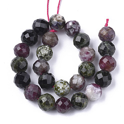 Tourmaline Natural Tourmaline Beads Strands, Faceted, Round, 7.5~8x8mm, Hole: 1mm, about 25pcs/strand, 7.48 inch