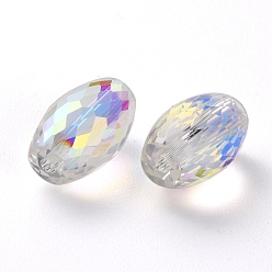 Crystal AB Glass Rhinestone Beads, Faceted, Barrel, Crystal AB, 12x7.5mm, Hole: 1.4mm