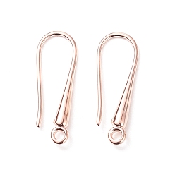Rose Gold Eco-Friendly Brass Earring Hooks Findings, Cadmium Free & Nickel Free & Lead Free, Rose Gold, 21x9x2.3~2.8mm, Hole: 1.5mm, 20 Gauge, Pin: 0.8mm