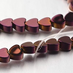 Purple Plated Electroplate Non-magnetic Synthetic Hematite Bead Strands, Heart, Purple Plated, 4x4x2mm, Hole: 1mm, about 110pcs/strand, 15.7 inch