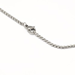 Stainless Steel Color 304 Stainless Steel Venetian Chain Necklace, Box chain, with Lobster Clasps, Stainless Steel Color, 23.43 inch~23.82 inch(59.5~60.5cm)x2mm