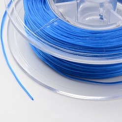 Blue Japanese Eco-Friendly Dyed Flat Elastic Crystal String, Elastic Beading Thread, for Stretch Bracelet Making, Flat, Blue, 0.6mm, about 60m/roll(65.62yards/roll)