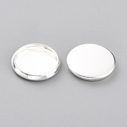 Silver 304 Stainless Steel Cabochon Settings, Plain Edge Bezel Cups, Flat Round, Silver, 12x2mm Tray: 10mm