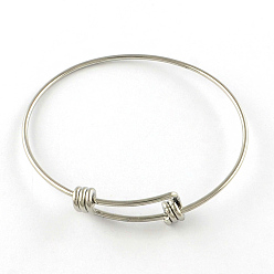 Stainless Steel Color Adjustable 201 Stainless Steel Expandable Bangle Making, Stainless Steel Color, 55mm