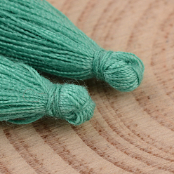 Light Sea Green Cotton Thread Tassel Pendant Decorations, Light Sea Green, 25~31x5mm, about 39~47pcs/bag