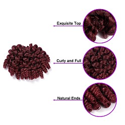 Burgundy Wand Curly Crochet Hair, African Collection Crochet Braiding Hair, Heat Resistant Low Temperature Fiber, Short & Curly, Burgundy, 8 inch(20.3cm)20strands/pc