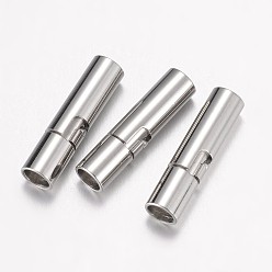 Stainless Steel Color 304 Stainless Steel Bayonet Clasps, Stainless Steel Color, 15.5x4mm, Hole: 3mm
