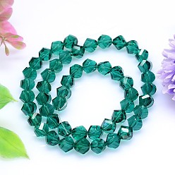 Bleu Vert Facettes polyèdre imitation cristal autrichien rangées de perles, grade de aaa, sarcelle, 10mm, Trou: 0.9~1mm, Environ 40 pcs/chapelet, 15.7 pouce