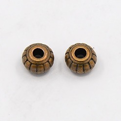 Red Copper Tibetan Style Alloy Beads, Rondelle, Cadmium Free & Lead Free, Red Copper, 6x4.5mm, Hole: 1.5mm