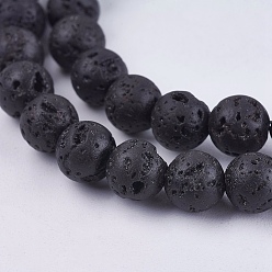 Lava Rock Natural Lava Rock Bead Strands, Round, 6.5mm, Hole: 0.5mm, about 63pcs/strand, 14.9 inch