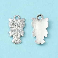 Platinum Tibetan Style Alloy Pendants, Halloween, Owl, Platinum, Cadmium Free & Lead Free, 20x11x3mm, Hole: 2mm
