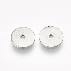 Stainless Steel Color 304 Stainless Steel Spacer Beads, Flat Round/Disc, Stainless Steel Color, 8x0.7mm, Hole: 1mm