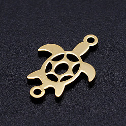 Golden 201 Stainless Steel Links connectors, Turtle, Golden, 18x12x1mm, Hole: 1.2mm