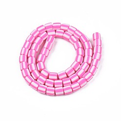 Camellia Handmade Polymer Clay Bead Strands, Column, Camellia, 6x6mm, Hole: 1.5mm, about 63pcs/strand, 15.55 inch~15.94 inch(39.5~40.5cm)
