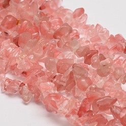 Cherry Quartz Glass Cherry Quartz Glass Chip Beads Strands, 3~8x3~8mm, Hole: 1mm, about 34 inch