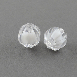 Clear Transparent Acrylic Beads, Bead in Bead, Pumpkin, Clear, 14mm, Hole: 4mm, about 390pc/500g